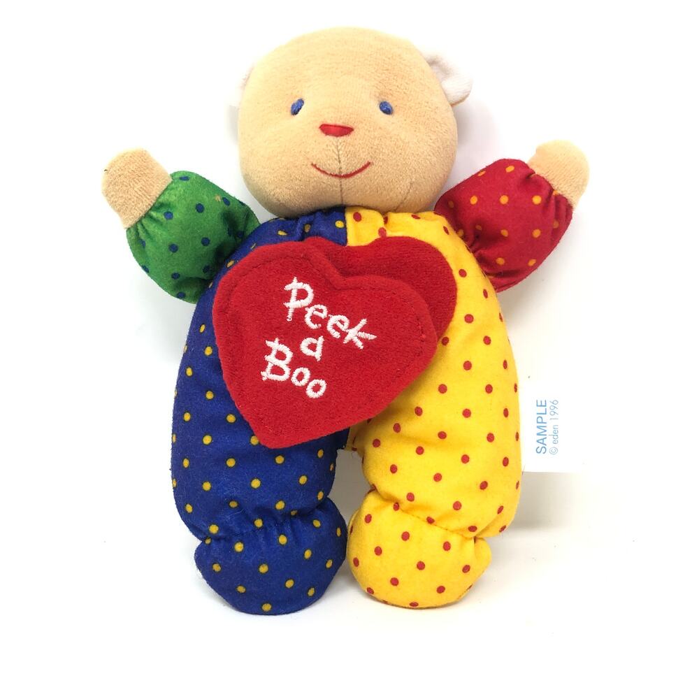 Eden Primary Colors Teddy‎ Bear Plush 8" Peek a Boo I Love You  Dots 1996 Sample